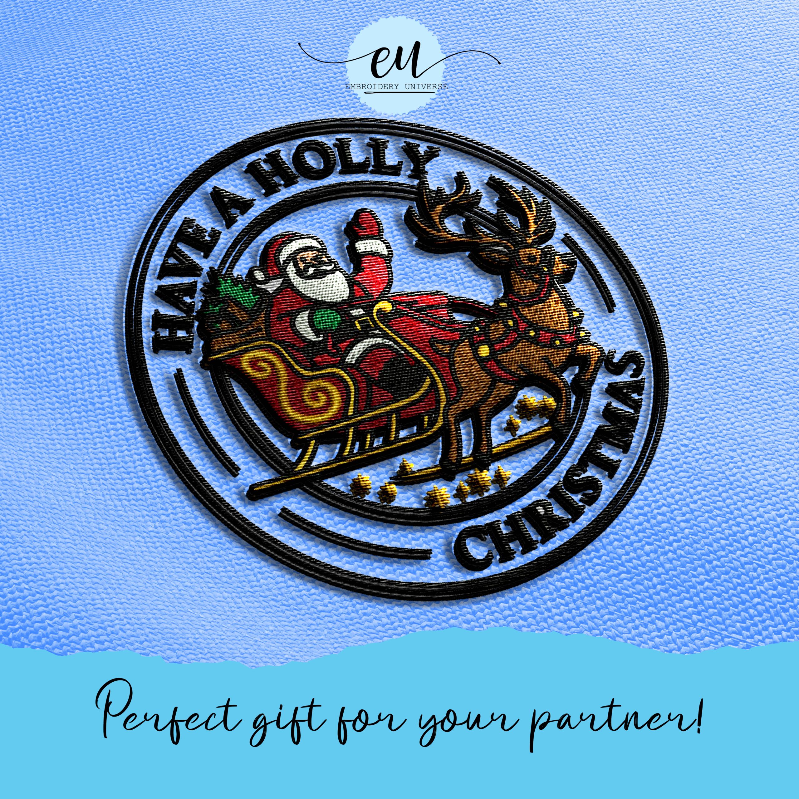 Have a Holly Christmas Digital Embroidery Design - Image 3